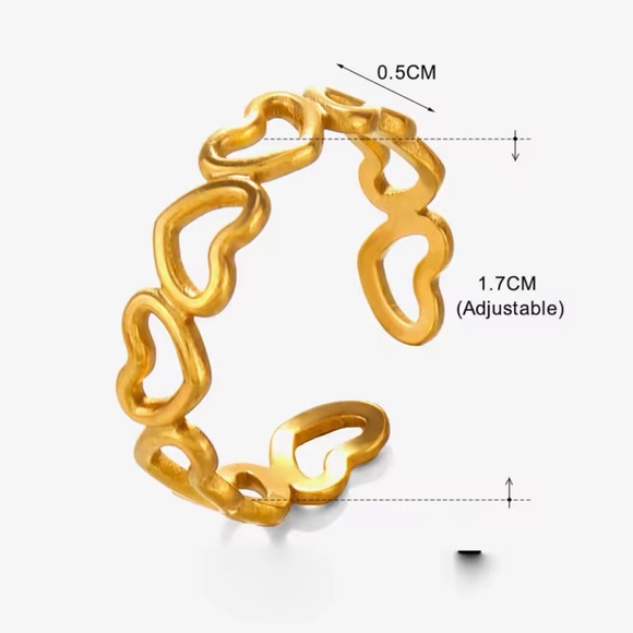 Simple Adjustable Gold Heart Ring (R46) - Picture 2 of 4